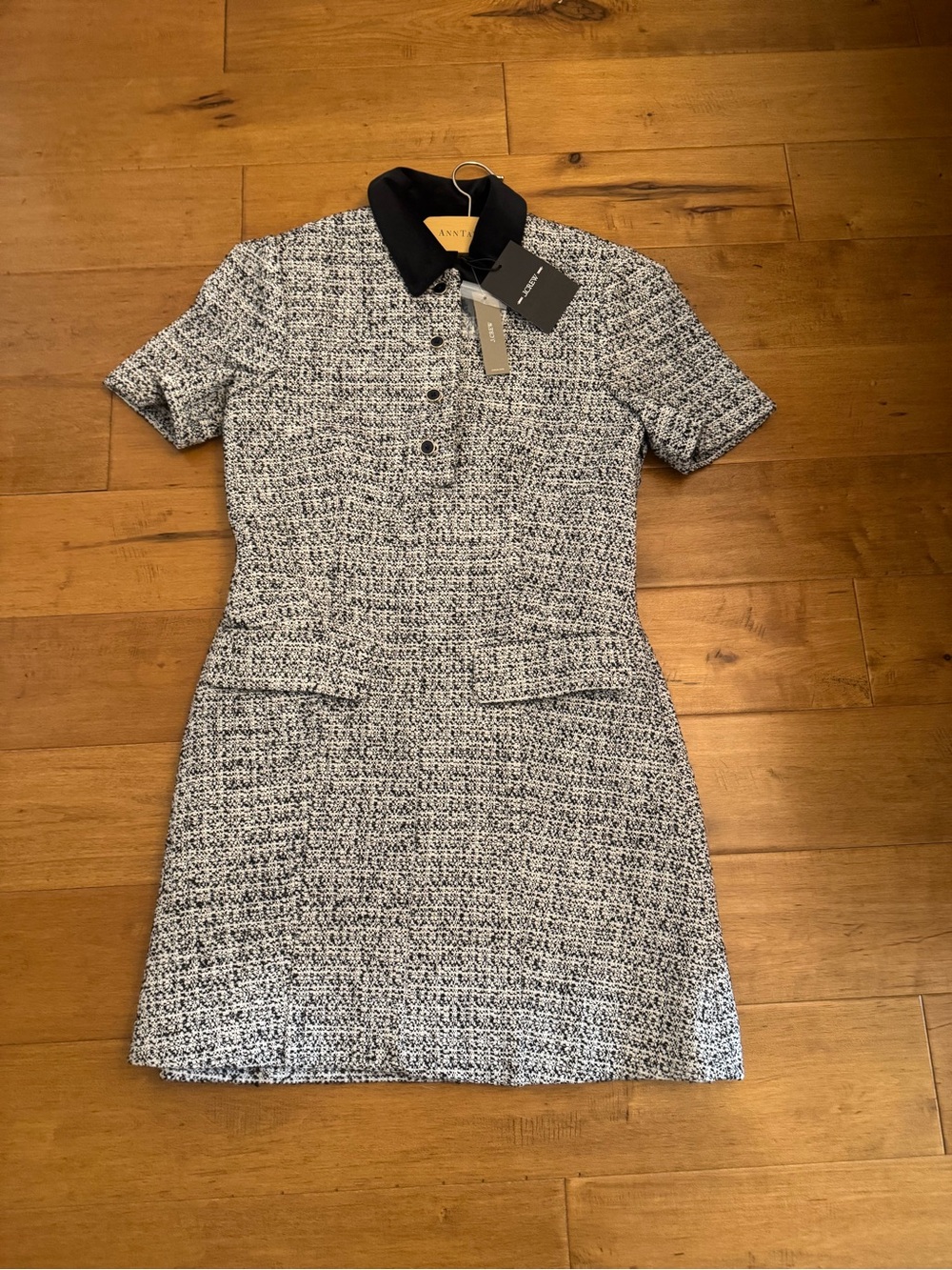 Black & White Tweed Polo Dress